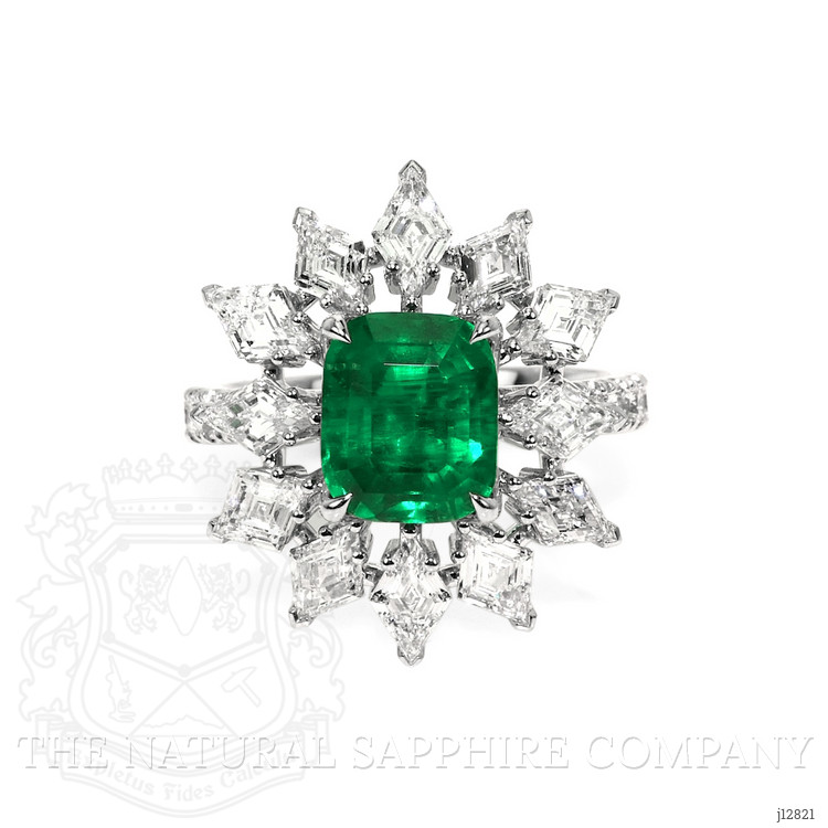 3.34 Ct. Emerald and Natural Diamond Pave Ring, Platinum 950