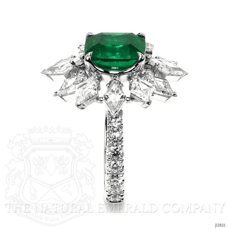 3.34 Ct. Emerald and Natural Diamond Pave Ring, Platinum 950