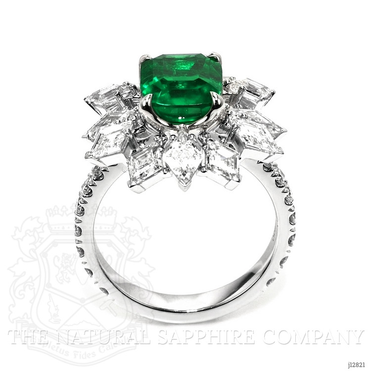 3.34 Ct. Emerald and Natural Diamond Pave Ring, Platinum 950