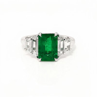 2.45 Ct. Emerald and Natural Diamond Accent Stones Ring, Platinum 950 Video