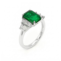 2.45 Ct. Emerald and Natural Diamond Accent Stones Ring, Platinum 950 Image