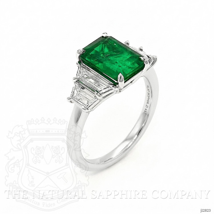 2.45 Ct. Emerald and Natural Diamond Accent Stones Ring, Platinum 950