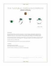 2.14 Ct. Emerald and Natural Diamond Three Stone Ring, Platinum 950 Appraisal