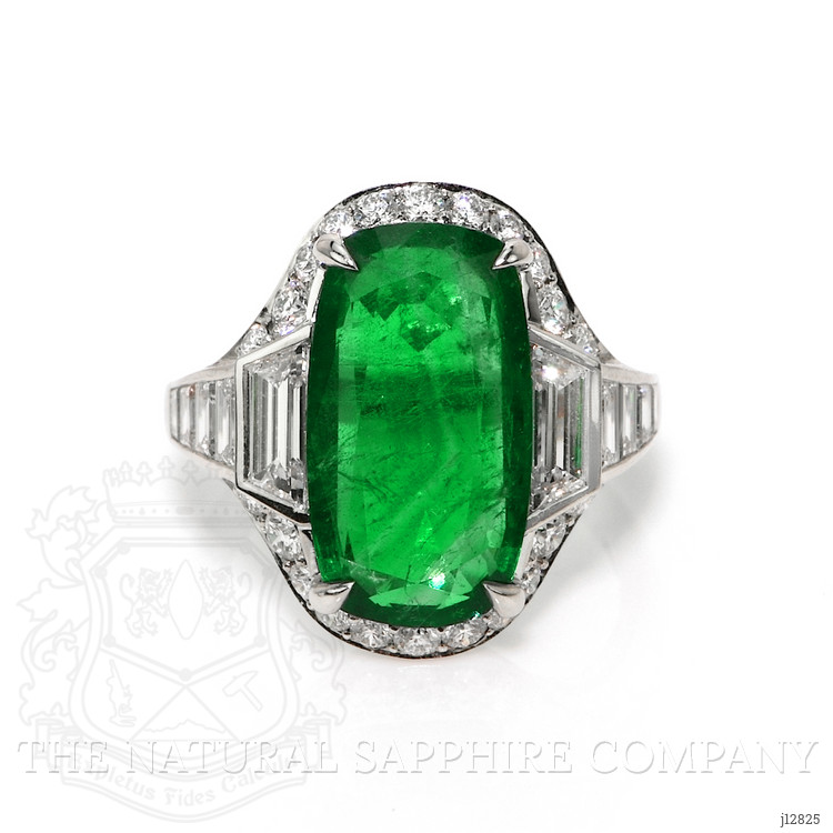 6.16 Ct. Emerald and Natural Diamond Halo Ring, Platinum 950