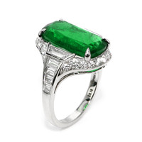 6.16 Ct. Emerald and Natural Diamond Halo Ring, Platinum 950 Image