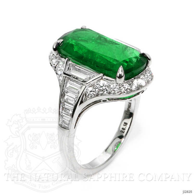 6.16 Ct. Emerald and Natural Diamond Halo Ring, Platinum 950