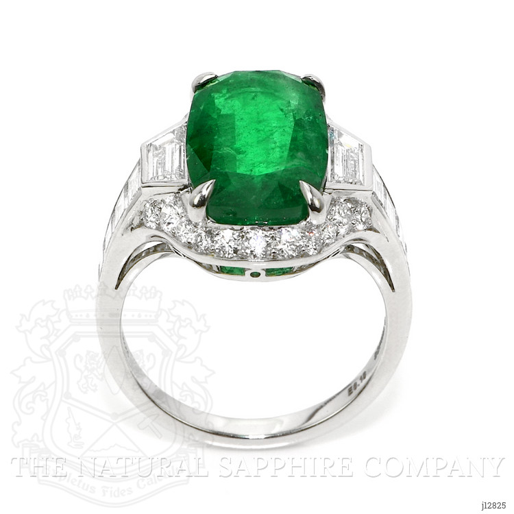 6.16 Ct. Emerald and Natural Diamond Halo Ring, Platinum 950