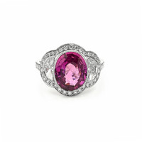 4.12 Ct. Pink Sapphire and Natural Diamond Pave Ring, Platinum 950 Video