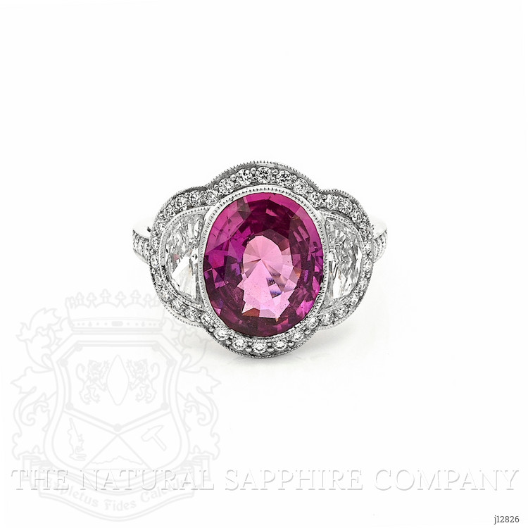 4.12 Ct. Pink Sapphire and Natural Diamond Pave Ring, Platinum 950