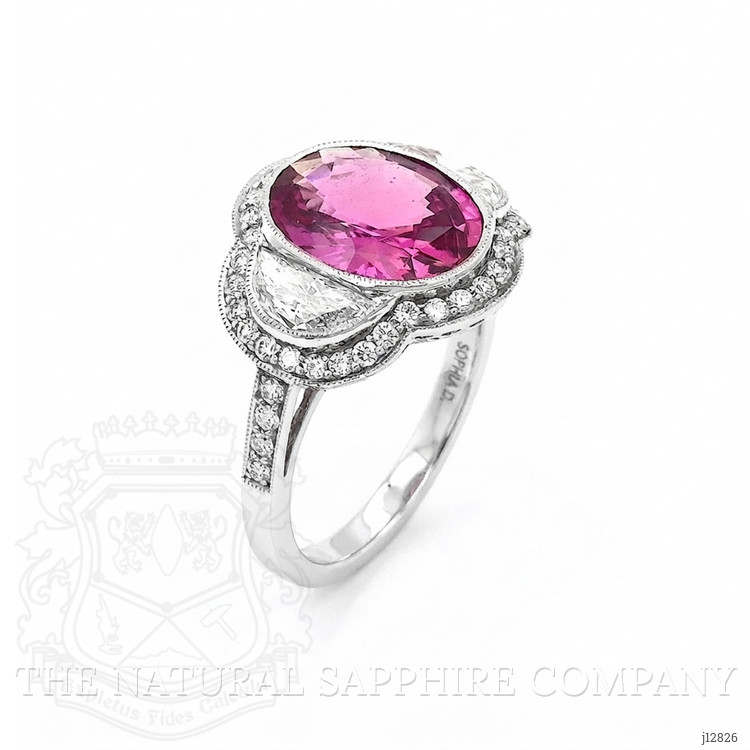 4.12 Ct. Pink Sapphire and Natural Diamond Pave Ring, Platinum 950