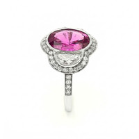 4.12 Ct. Pink Sapphire and Natural Diamond Pave Ring, Platinum 950 Image
