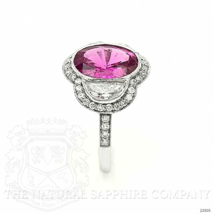 4.12 Ct. Pink Sapphire and Natural Diamond Pave Ring, Platinum 950