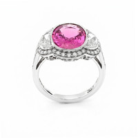 4.12 Ct. Pink Sapphire and Natural Diamond Pave Ring, Platinum 950 Image