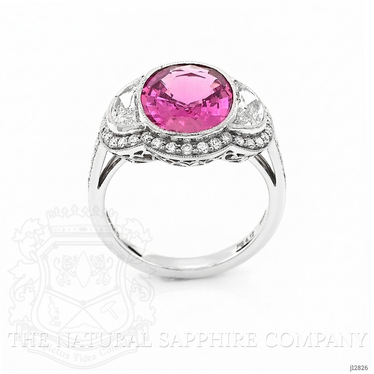4.12 Ct. Pink Sapphire and Natural Diamond Pave Ring, Platinum 950