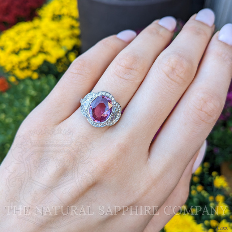 4.12 Ct. Pink Sapphire and Natural Diamond Pave Ring, Platinum 950