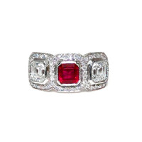 1.04 Ct. Ruby and Natural Diamond Halo Ring, Platinum 950 Video