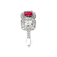 1.04 Ct. Ruby and Natural Diamond Halo Ring, Platinum 950 Image
