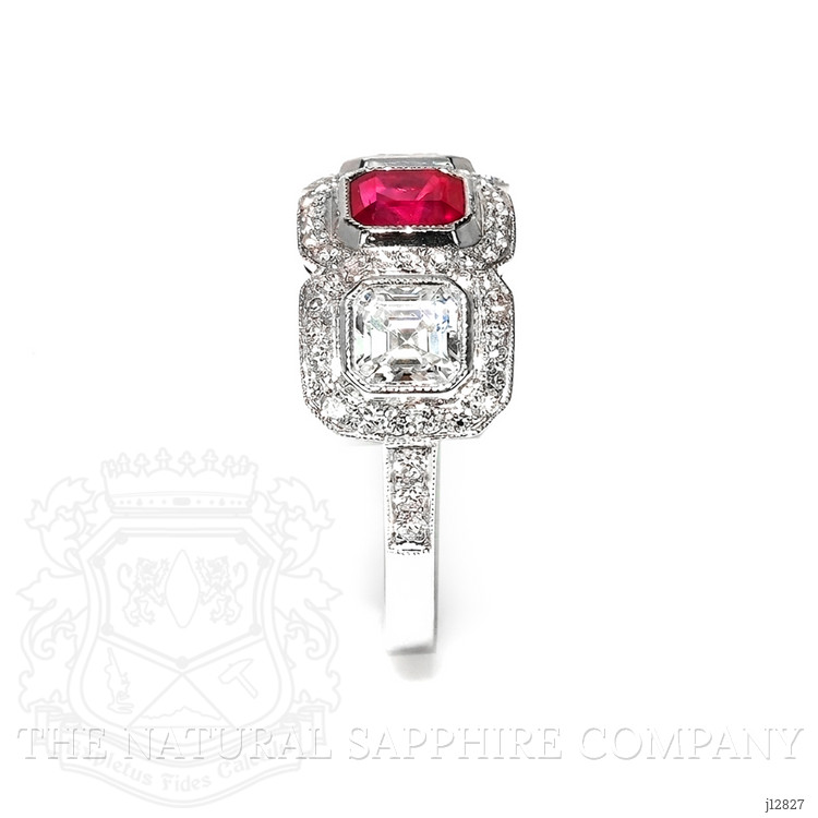 1.04 Ct. Ruby and Natural Diamond Halo Ring, Platinum 950