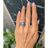 1.91 Ct.Tw.Total Carat Weight Natural Diamond, Blue Sapphire and Emerald Pave Ring, Platinum 950 Life Style