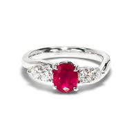 1.46 Ct. Ruby and Natural Diamond Accent Stones Ring, Platinum 900 Video