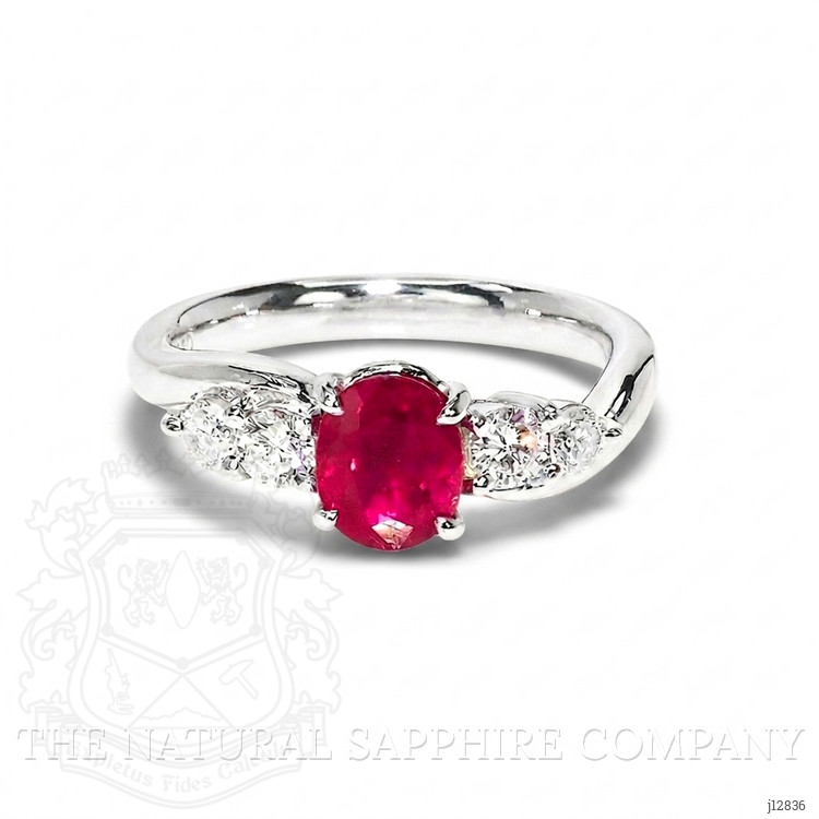 1.46 Ct. Ruby and Natural Diamond Accent Stones Ring, Platinum 900
