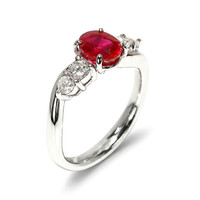 1.46 Ct. Ruby and Natural Diamond Accent Stones Ring, Platinum 900 Image