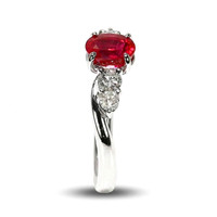 1.46 Ct. Ruby and Natural Diamond Accent Stones Ring, Platinum 900 Image