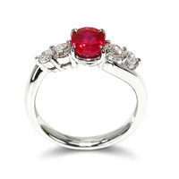 1.46 Ct. Ruby and Natural Diamond Accent Stones Ring, Platinum 900 Image