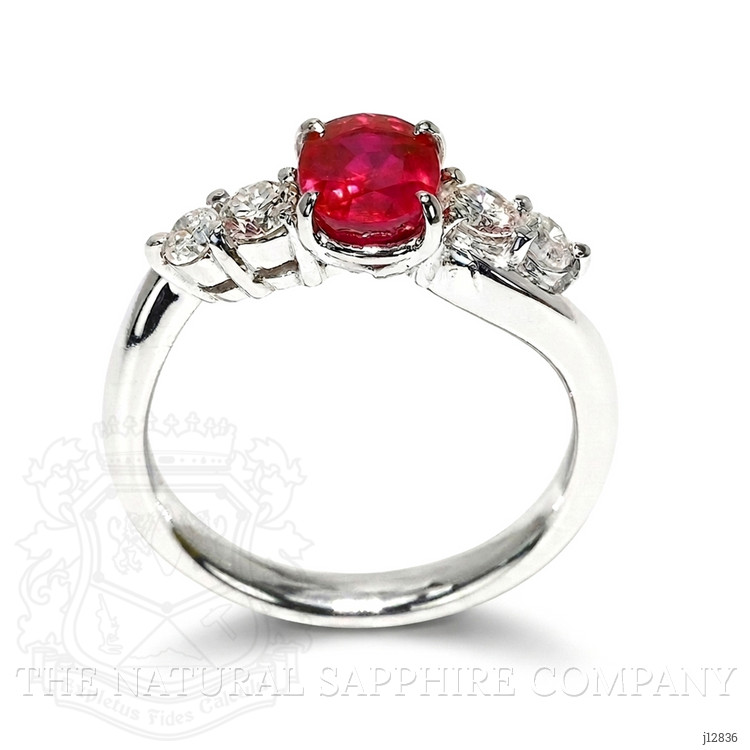 1.46 Ct. Ruby and Natural Diamond Accent Stones Ring, Platinum 900