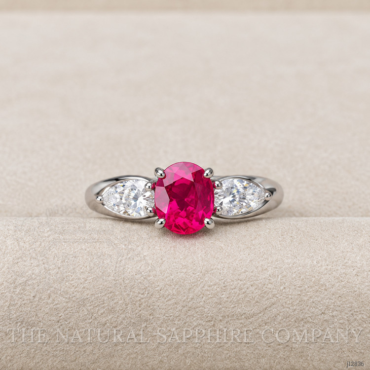1.46 Ct. Ruby and Natural Diamond Accent Stones Ring, Platinum 900