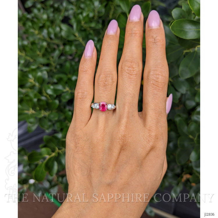 1.46 Ct. Ruby and Natural Diamond Accent Stones Ring, Platinum 900