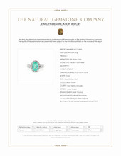 2.29 Ct. Bluish Green Paraiba Tourmaline and Natural Diamond Pave Ring, 18K White Gold Scan Report