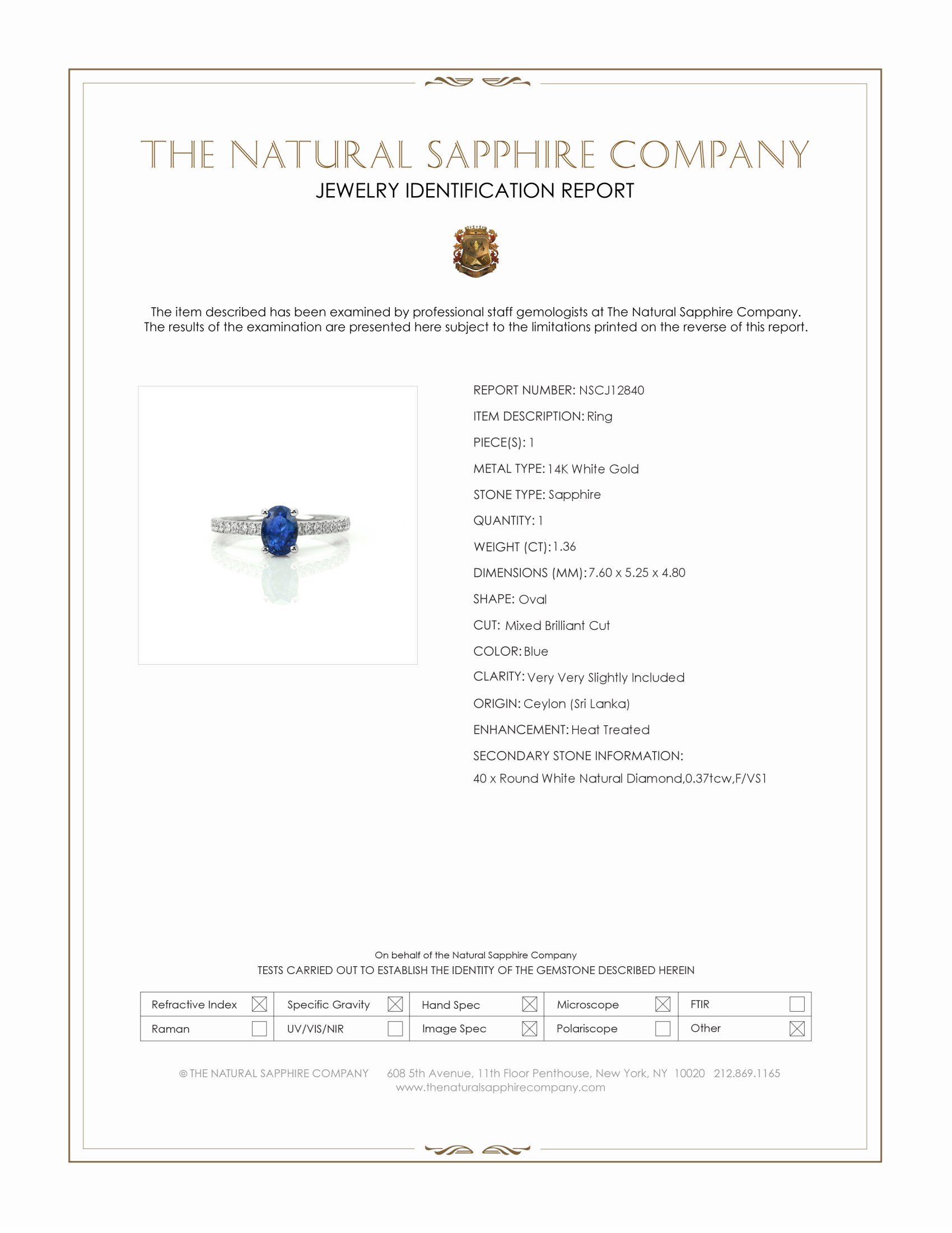 1.36 Ct. Blue Sapphire and Natural Diamond Pave Ring, 14K White Gold