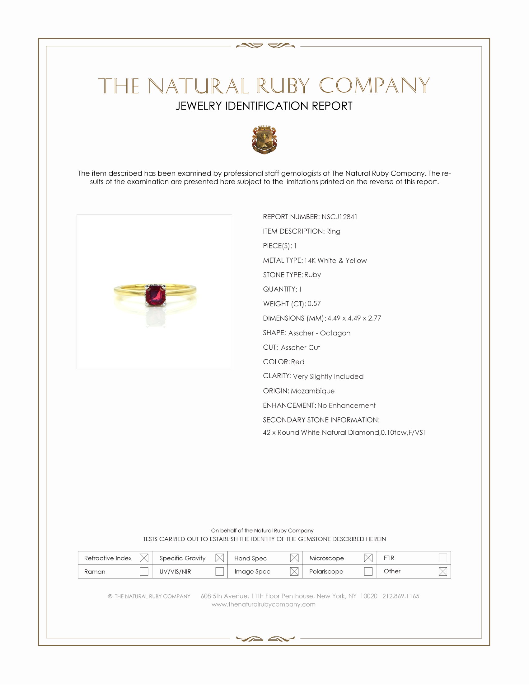0.57 Ct. Ruby and Natural Diamond Halo Ring, 14K White & Yellow