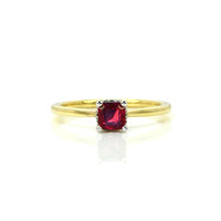 0.57 Ct. Ruby and Natural Diamond Halo Ring, 14K White & Yellow Video