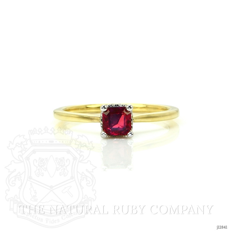 0.57 Ct. Ruby and Natural Diamond Halo Ring, 14K White & Yellow
