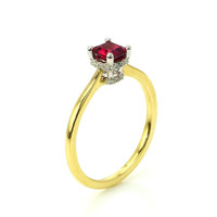 0.57 Ct. Ruby and Natural Diamond Halo Ring, 14K White & Yellow Image