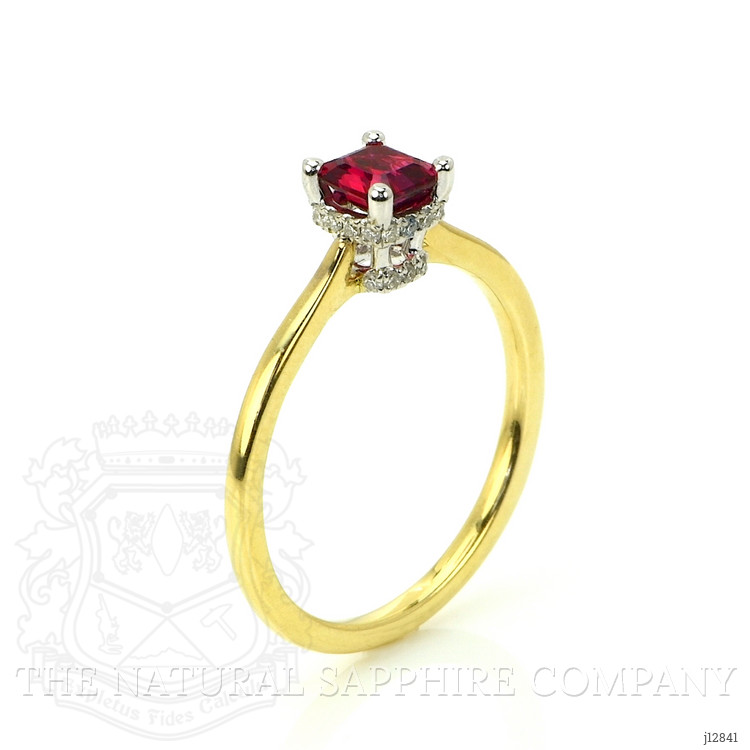 0.57 Ct. Ruby and Natural Diamond Halo Ring, 14K White & Yellow