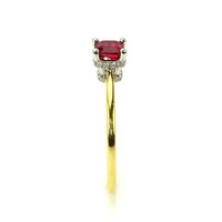 0.57 Ct. Ruby and Natural Diamond Halo Ring, 14K White & Yellow Image