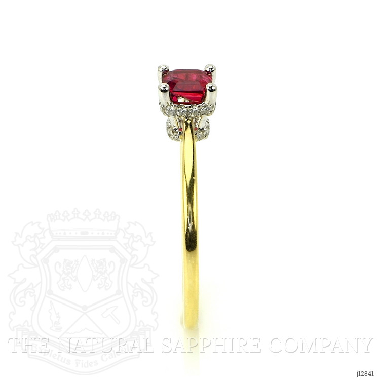 0.57 Ct. Ruby and Natural Diamond Halo Ring, 14K White & Yellow