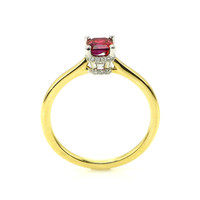0.57 Ct. Ruby and Natural Diamond Halo Ring, 14K White & Yellow Image