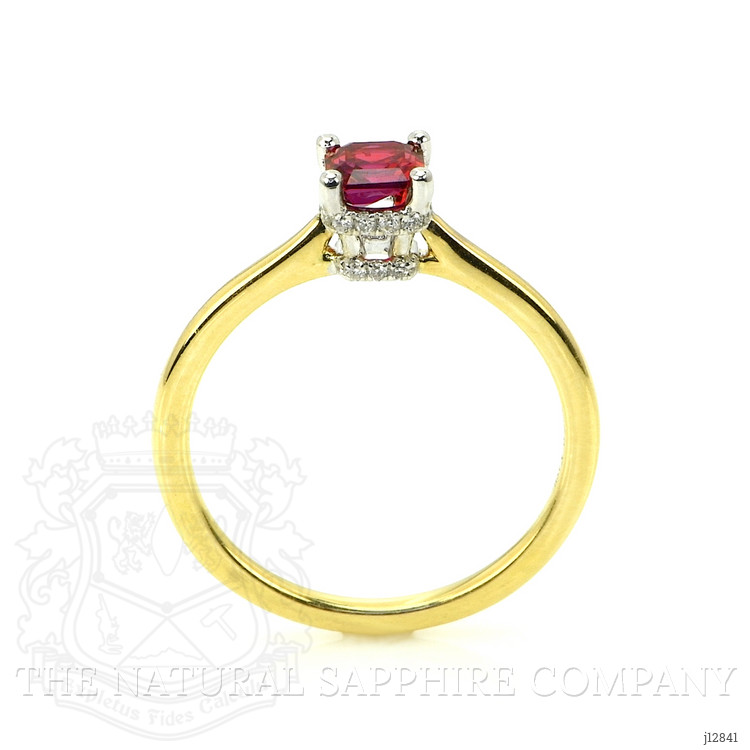 0.57 Ct. Ruby and Natural Diamond Halo Ring, 14K White & Yellow