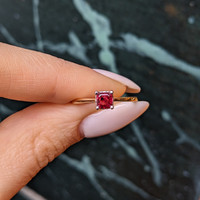 0.57 Ct. Ruby and Natural Diamond Halo Ring, 14K White & Yellow Life Style