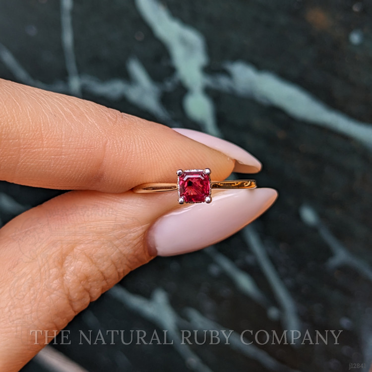 0.57 Ct. Ruby and Natural Diamond Halo Ring, 14K White & Yellow