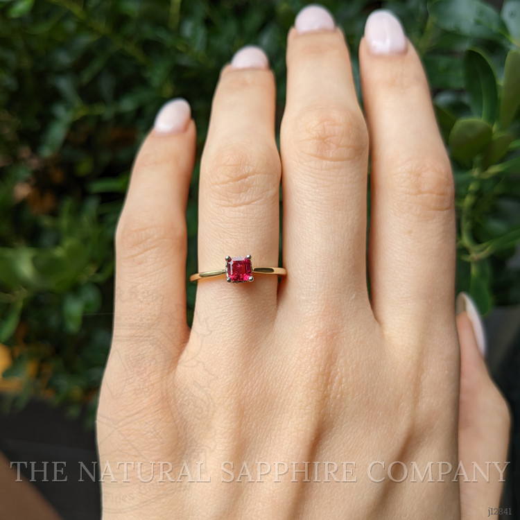 0.57 Ct. Ruby and Natural Diamond Halo Ring, 14K White & Yellow