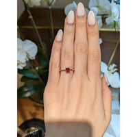 0.57 Ct. Ruby and Natural Diamond Halo Ring, 14K White & Yellow Life Style