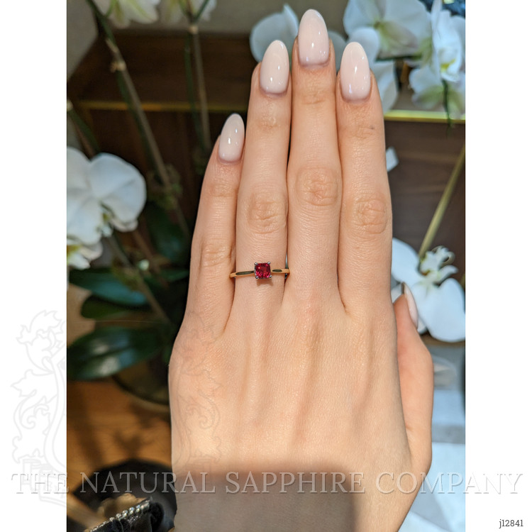 0.57 Ct. Ruby and Natural Diamond Halo Ring, 14K White & Yellow