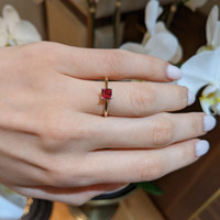 0.57 Ct. Ruby and Natural Diamond Halo Ring, 14K White & Yellow Life Style
