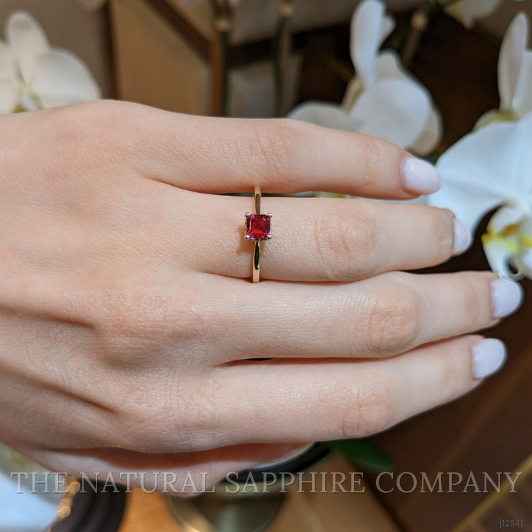 0.57 Ct. Ruby and Natural Diamond Halo Ring, 14K White & Yellow