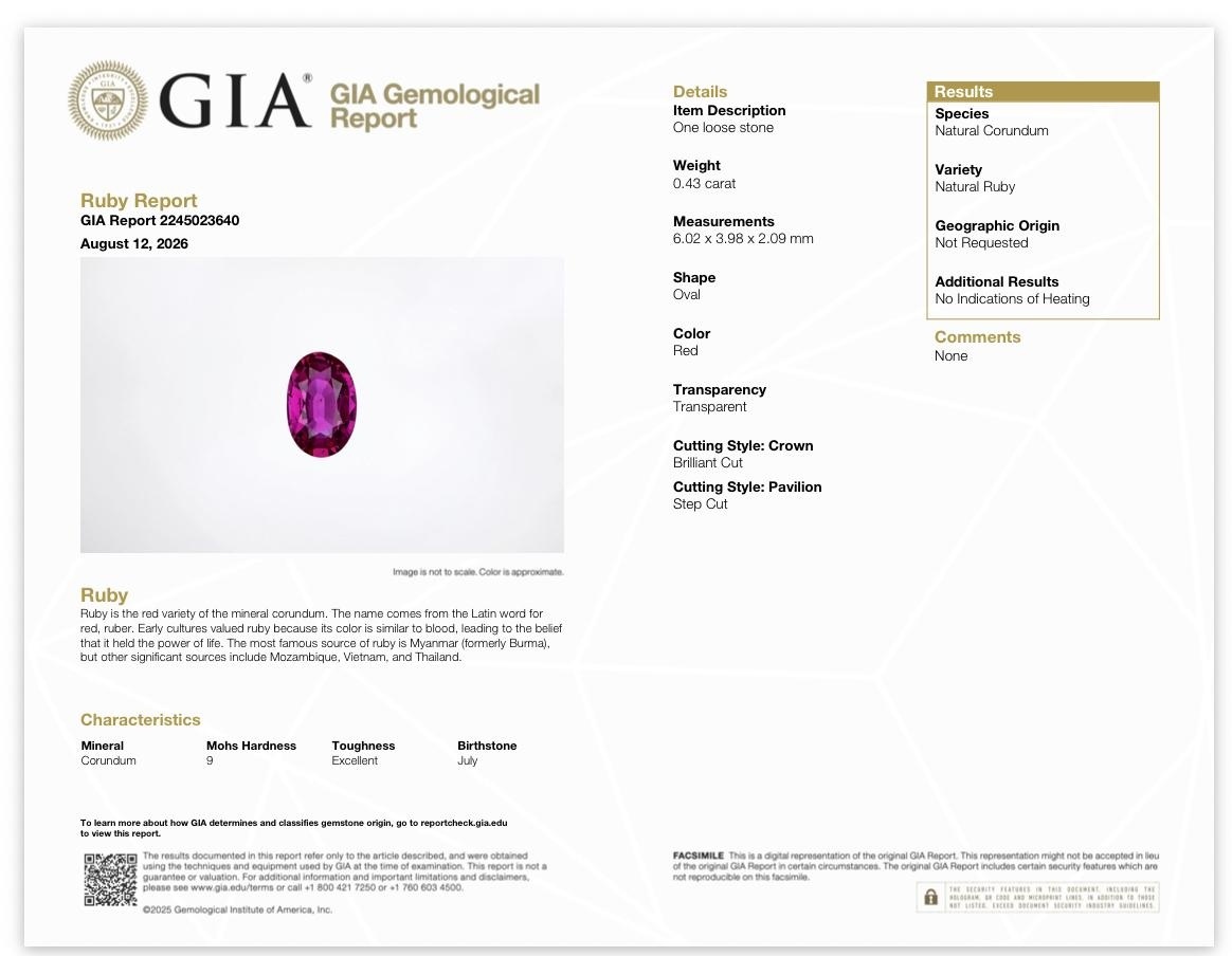 0.43 Ct. Ruby and Natural Diamond Halo Ring, 14K Yellow Gold